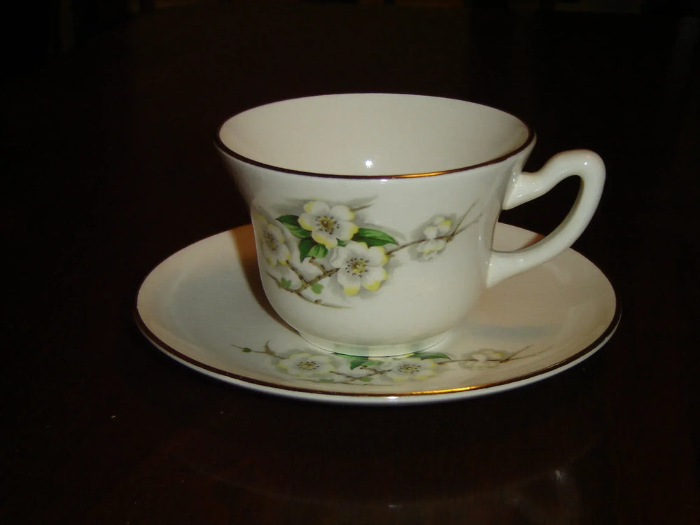 Georgian Studio white flower cup and saucer