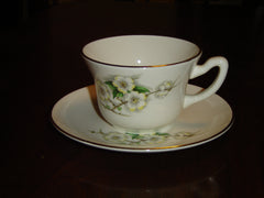 Georgian Studio white flower cup and saucer VGU