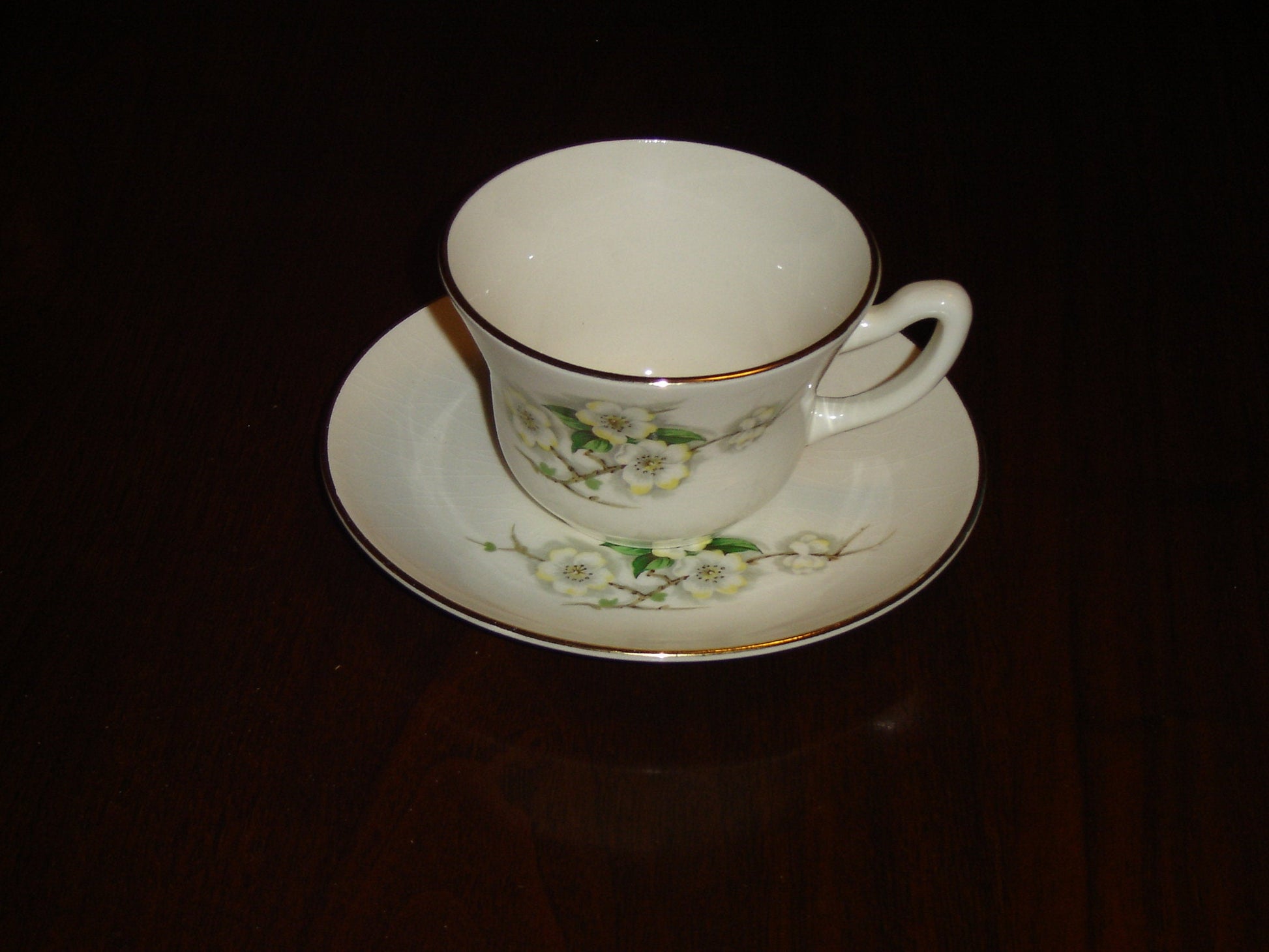 Georgian Studio white flower cup and saucer VGU - Items Tried And True