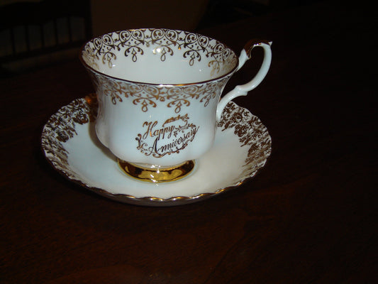Royal Albert gold anniversary cup and saucer VGU - Items Tried And True
