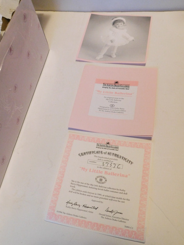Ashton-Drake Galleries My Little Ballerina Porcelain Doll COA NIB - Items Tried And True
