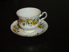 Royal Vale yellow blue flowers cup and saucer