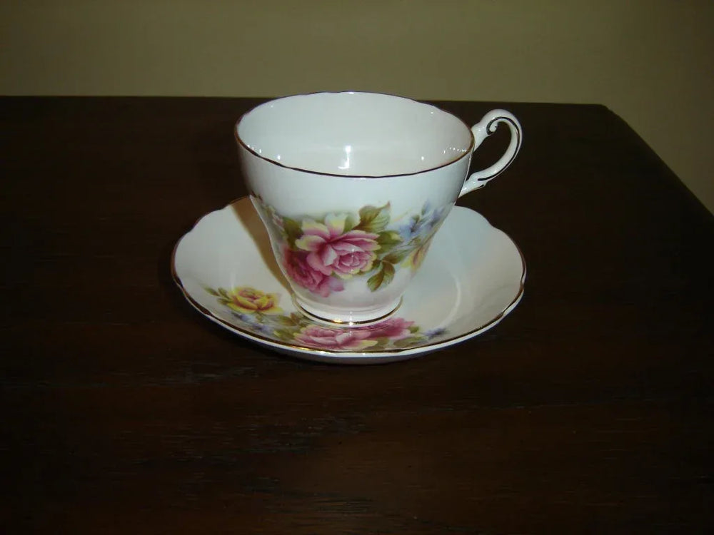 Regency pink yellow Rose cup and saucer