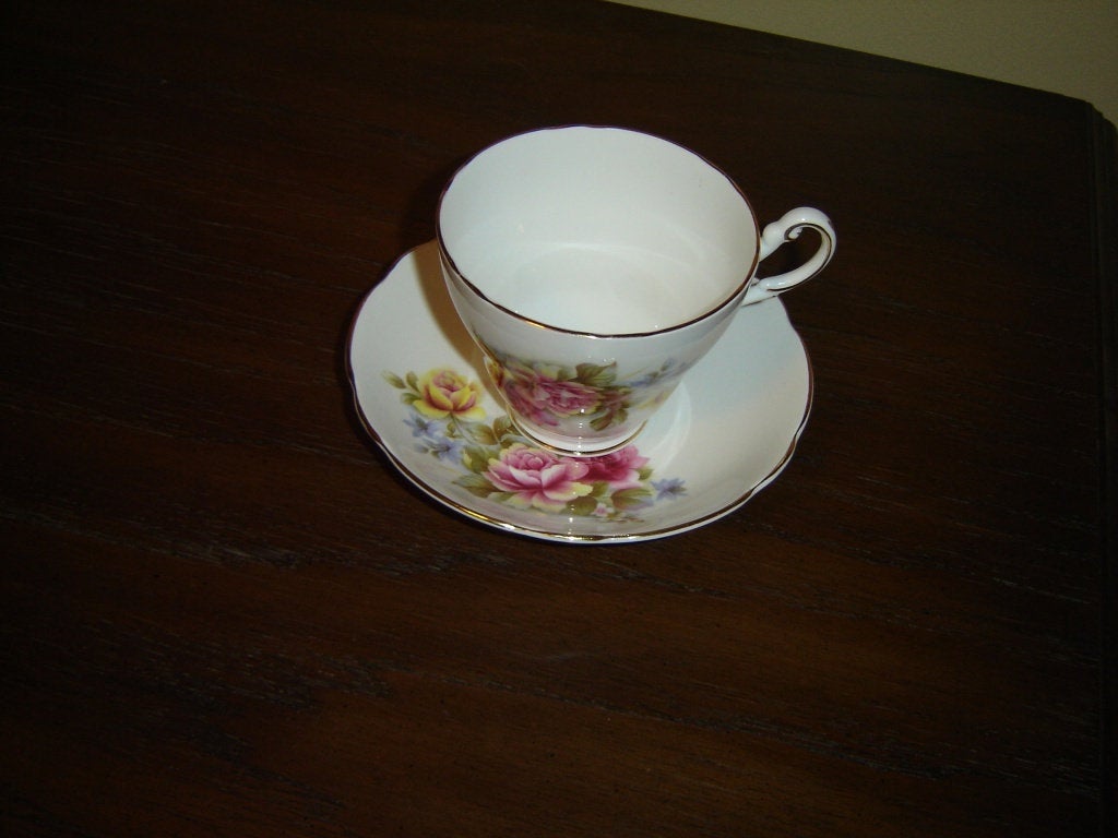 Regency pink yellow Rose cup and saucer VGU - Items Tried And True