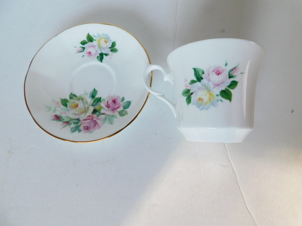 Springfield pink yellow Rose cup and saucer near mint condition - Items Tried And True