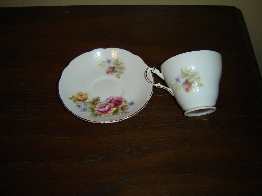 Regency pink yellow Rose cup and saucer VGU - Items Tried And True