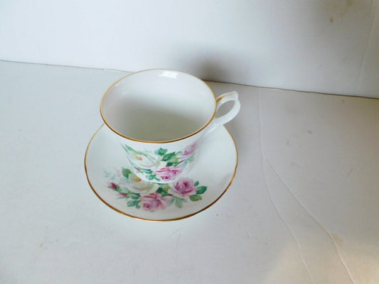 Springfield pink yellow Rose cup and saucer near mint condition - Items Tried And True