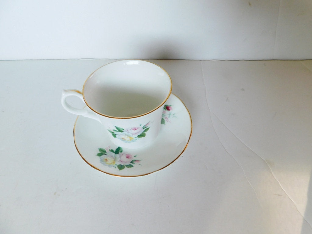 Springfield pink yellow Rose cup and saucer near mint condition - Items Tried And True