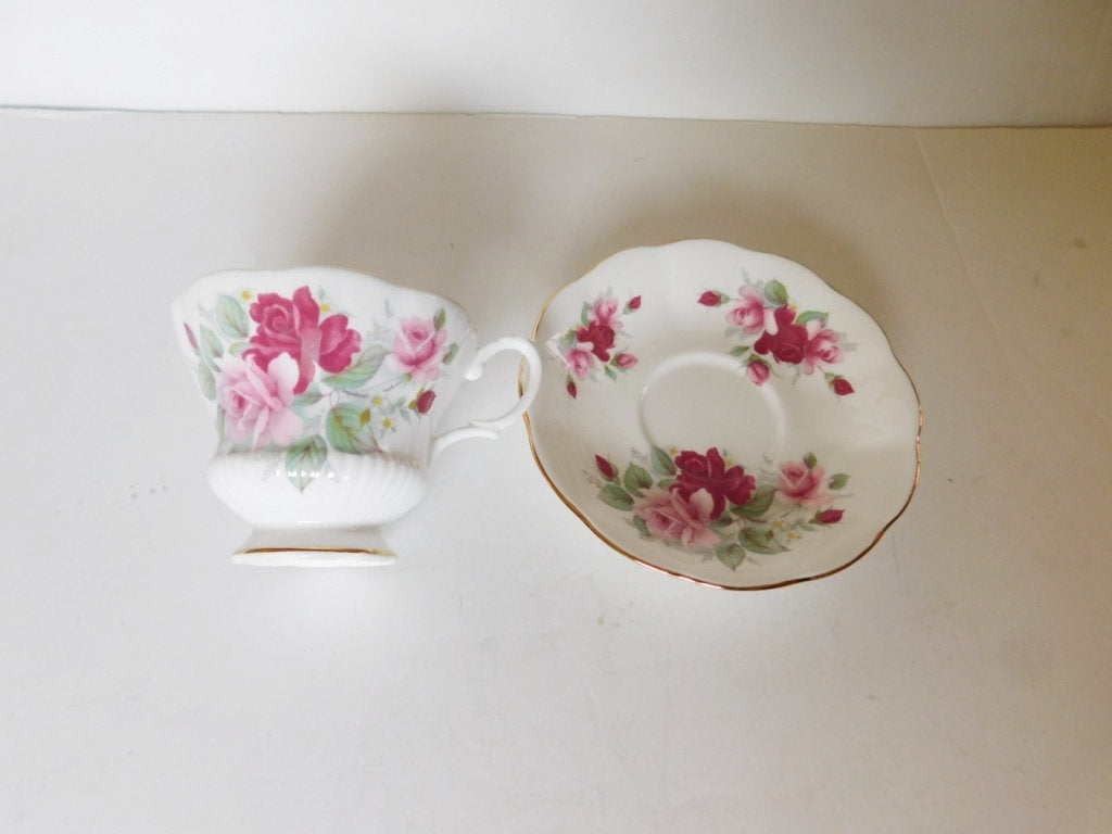 Royal Albert pink red Rose cup and saucer near mint condition - Items Tried And True