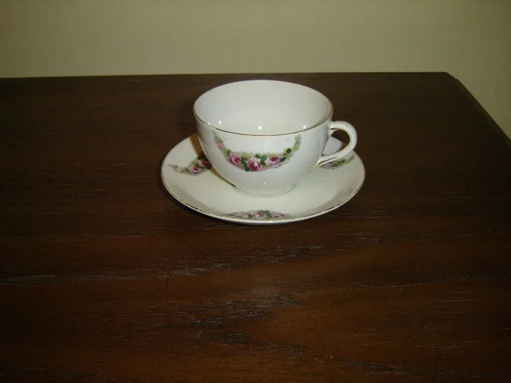 Nippon G pink Rose swag cup and saucer