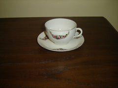 Nippon G pink Rose swag cup and saucer VGU