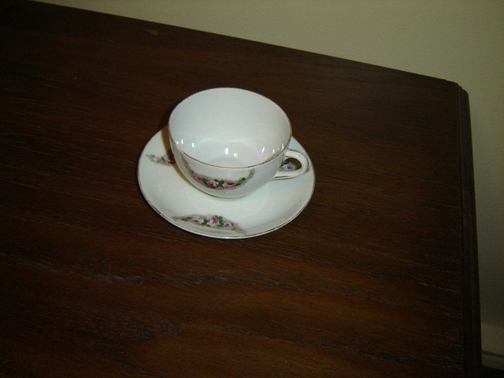 Nippon G pink Rose swag cup and saucer VGU - Items Tried And True