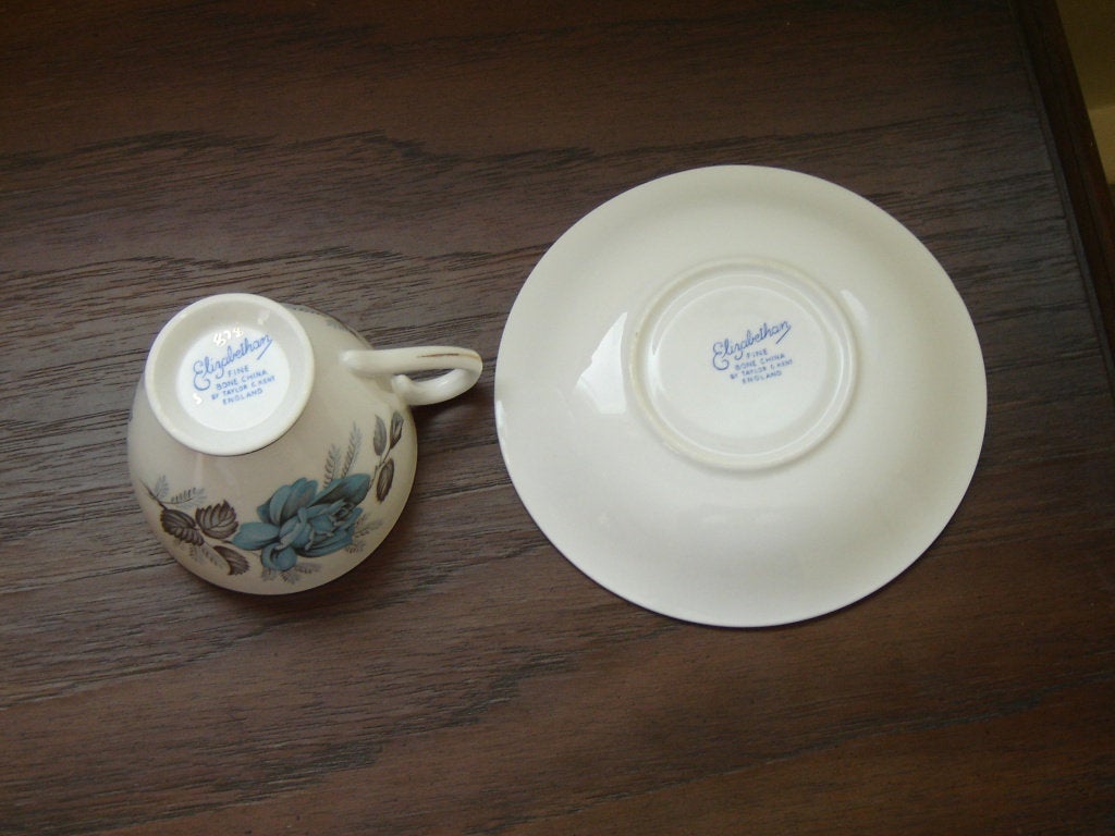 Elizabethan 878 blue Rose cup and saucer VGU - Items Tried And True