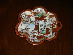 Vintage hanging Japanese scene bowl handpainted VGU