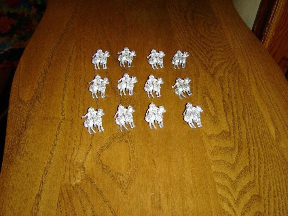 Lot of 12 Native on horseback pewter pins
