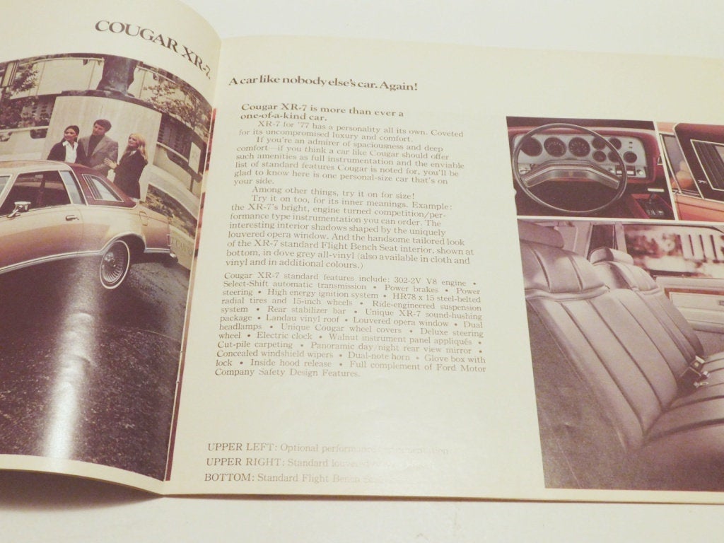 1977 Mercury Cougar dealer advertising brochure - Items Tried And True