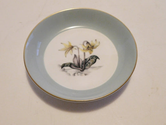 Royal Worcester Alpine Flowers gray band coaster NMC - Items Tried And True