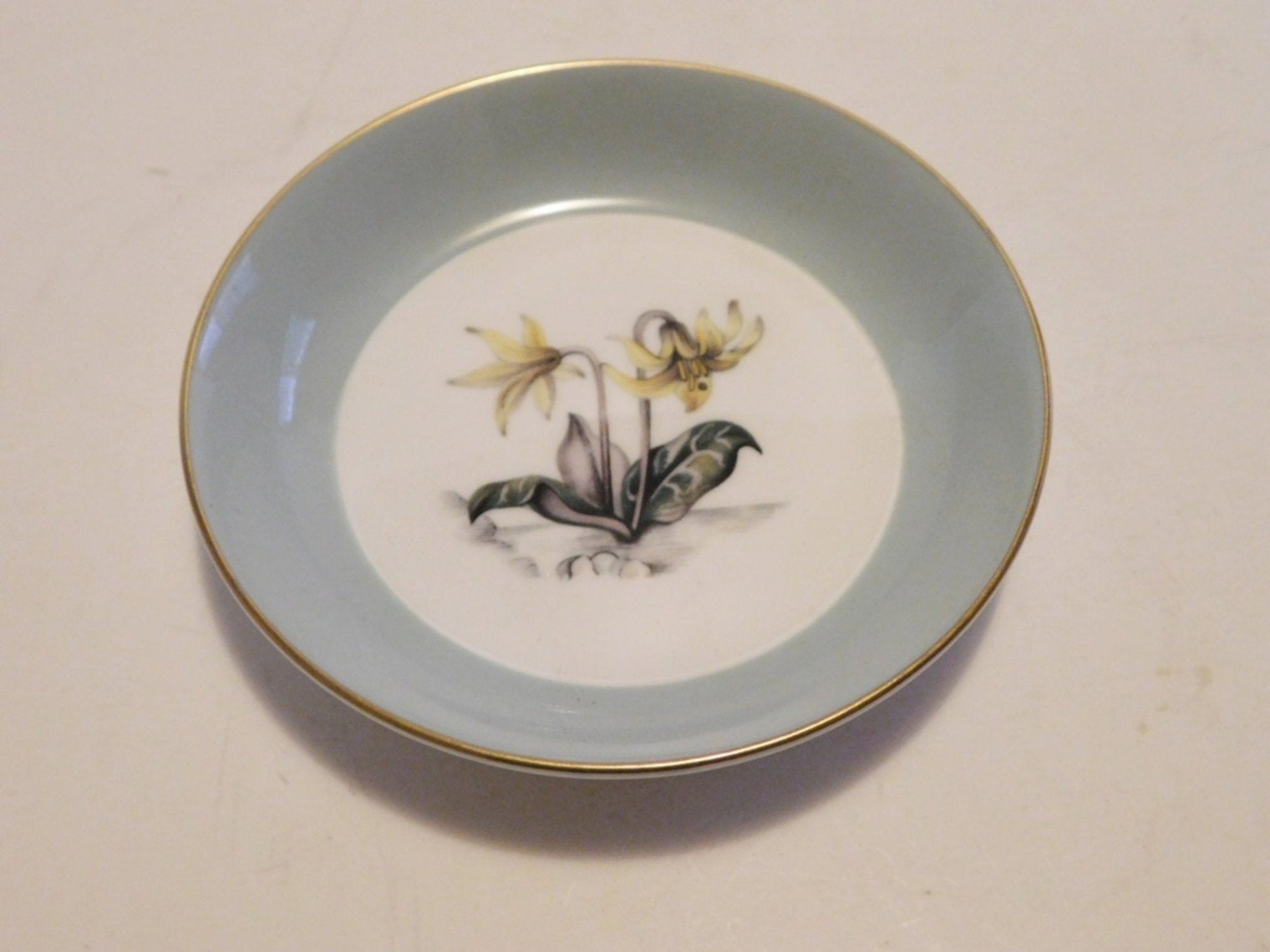 Royal Worcester Alpine Flowers gray band coaster NMC - Items Tried And True