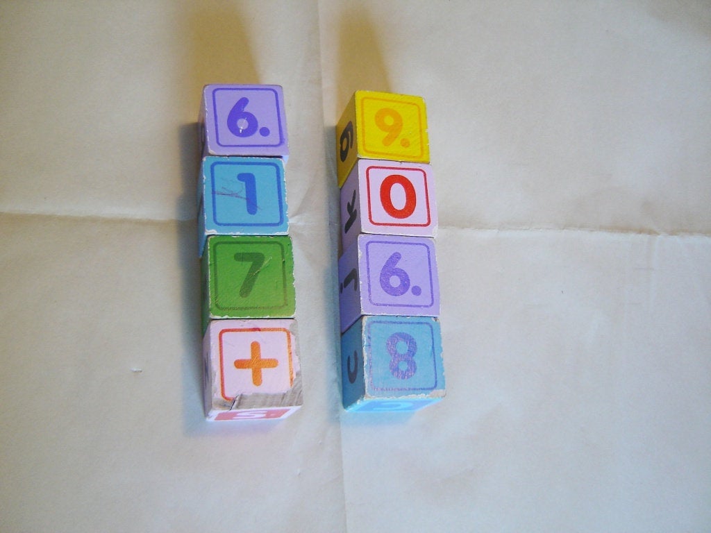 9 piece set of wooden baby blocks and rattle - Items Tried And True