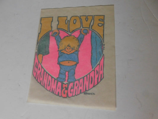Vintage Love Grandma Grandpa (1972) iron-on transfer t-shirt decal by Roach - Items Tried And True